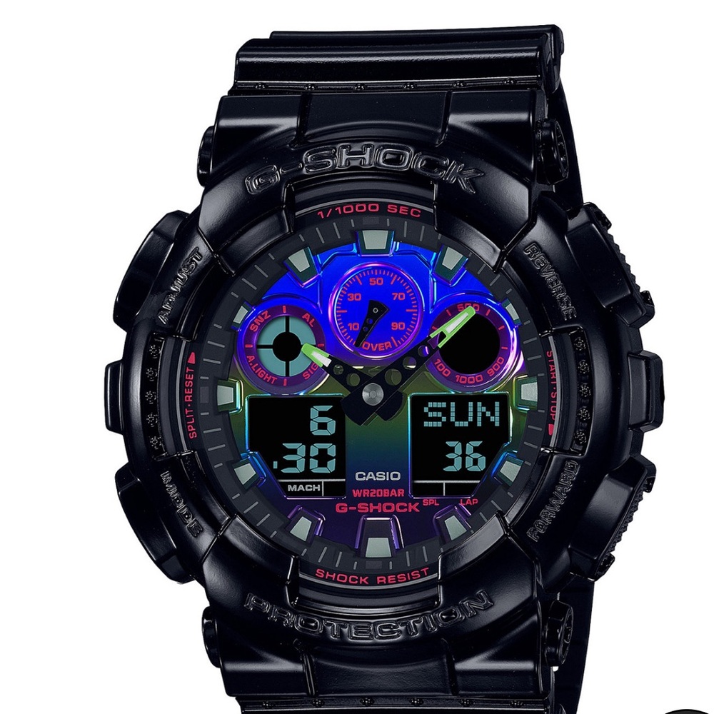 Men's Analog-Digital Black Resin Watch, 55mm, GA100RGB-1A